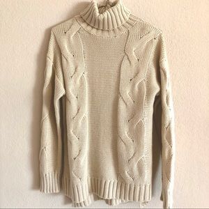 Beige Knitted Turtleneck Sweater